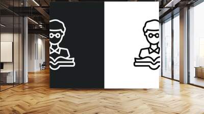 teacher reading line icon in white and black colors. teacher reading flat vector icon from teacher reading collection for web, mobile apps and ui. Wall mural