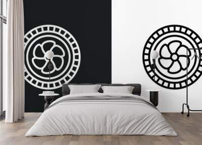 turbine line icon in white and black colors. turbine flat vector icon from turbine collection for web, mobile apps and ui. Wall mural