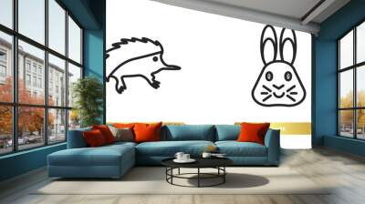 two editable outline icons from animals concept. thin line icons such as echidna, hare vector. Wall mural