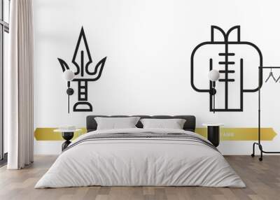 two editable outline icons from asian concept. thin line icons such as sai, tang vector. Wall mural