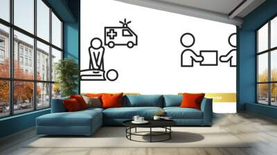 two editable outline icons from humans concept. thin line icons such as cpr, give over vector. Wall mural