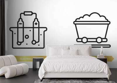 two editable outline icons from industry concept. thin line icons such as electrolysis, coal wagon vector. Wall mural