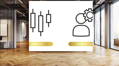 two editable outline icons from miscellaneous concept. thin line icons such as candlesticks, thinking solutions vector. Wall mural