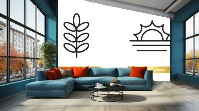 two editable outline icons from nature concept. thin line icons such as acacia, landscape inside frame vector. Wall mural