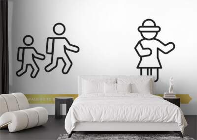 two editable outline icons from people concept. thin line icons such as walking to school, napoleon figure vector. Wall mural