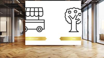 two editable outline icons from season concept. thin line icons such as ice cream cart, tree vector. Wall mural