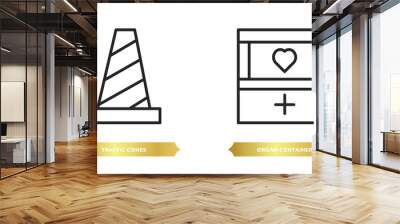 two editable outline icons from signaling concept. thin line icons such as traffic cones, organ container vector. Wall mural