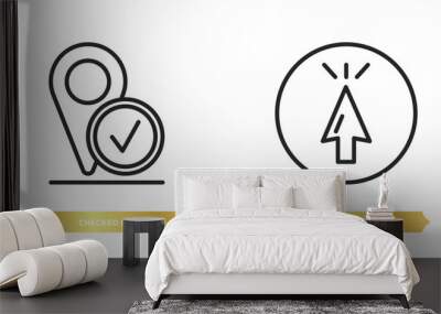 two editable outline icons from ultimate glyphicons concept. thin line icons such as checked pin, mouse up arrow vector. Wall mural