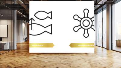 two editable outline icons from zodiac concept. thin line icons such as abundance, gods protection vector. Wall mural