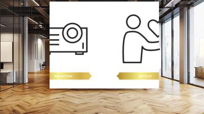 two editable outline icons from zodiac concept. thin line icons such as projection, loyalty vector. Wall mural