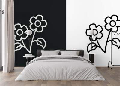 two flowers line icon in white and black colors. two flowers flat vector icon from two flowers collection for web, mobile apps and ui. Wall mural