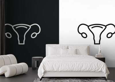 uterus line icon in white and black colors. uterus flat vector icon from uterus collection for web, mobile apps and ui. Wall mural