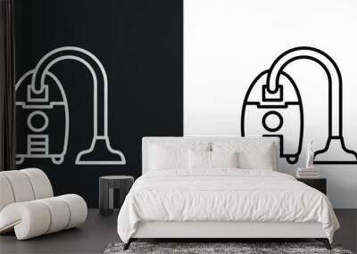 vacuum cleaning line icon in white and black colors. vacuum cleaning flat vector icon from vacuum cleaning collection for web, mobile apps and ui. Wall mural