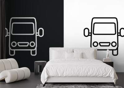 van front view line icon in white and black colors. van front view flat vector icon from van front view collection for web, mobile apps and ui. Wall mural