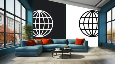 worldwide line icon in white and black colors. worldwide flat vector icon from worldwide collection for web, mobile apps and ui. Wall mural