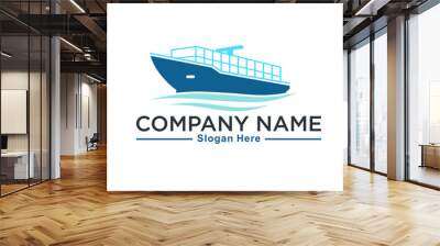 illustration of cargo ship, icon for cargo ship service. Wall mural