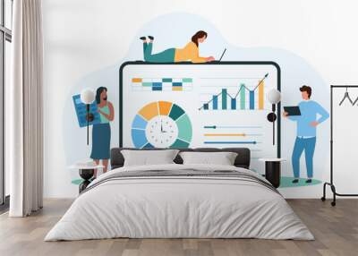 software for data analysis, marketing analytics and statistics report in mobile app. tiny people ana Wall mural