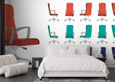 Colorful chair set with different pose isolated Wall mural