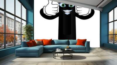 Mascot highlighter pen character standing and showing like thumb up with cheerful expression Wall mural