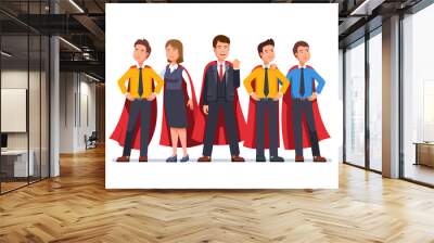 Business man and woman dream team in red capes Wall mural