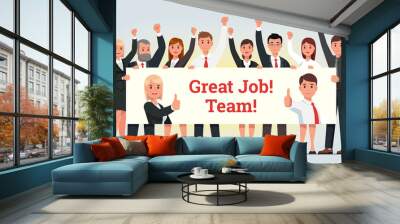 Business managers team holding banner great job Wall mural