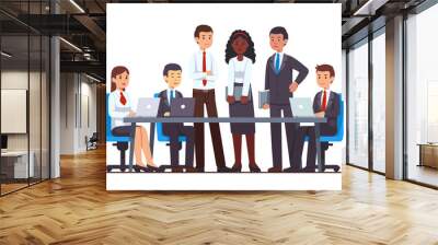 Business people group meeting at big office desk Wall mural