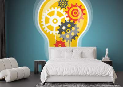 Idea light bulb with cogs Wall mural