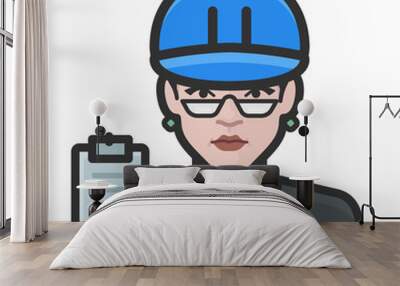 building inspector white female avatar icon Wall mural