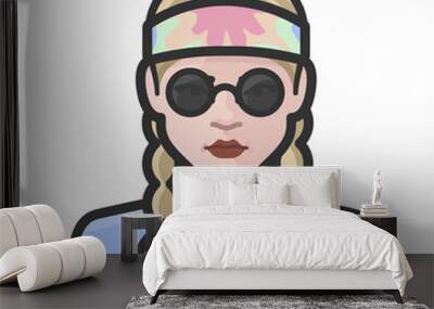 young hippies white female avatar icon Wall mural