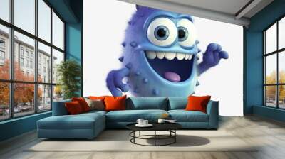 3D illustration of an angry blueberry cartoon character, a scary with big eyes fruit monster on white background. Perfect for any designing project or game - AI generative Wall mural