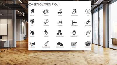 business startup icon set. vector symbols for various business situations Wall mural