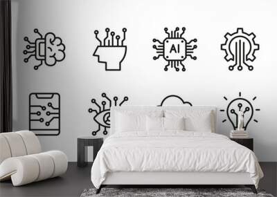 Artificial intelligence icon set. Vector graphic illustration. Wall mural