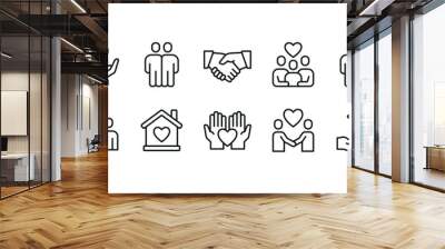 Care and support icon set. Vector graphic illustration. Wall mural