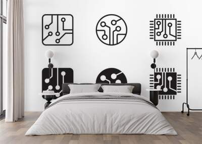 Circuit board icon set. Vector graphic illustration. Suitable for website design, logo, app, template, and ui.  Wall mural