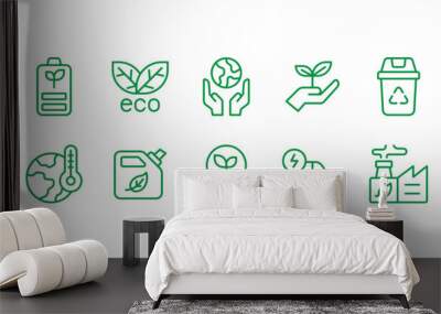 Ecology icon set. Vector graphic illustration. Wall mural