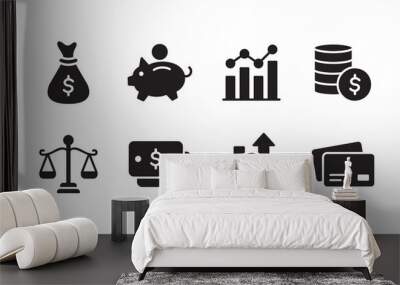 Finance icon set. Vector graphic illustration. Suitable for website design, logo, app, template, and ui. Wall mural