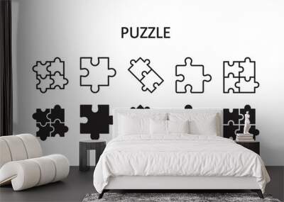 Puzzle icon set. Vector graphic illustration. Suitable for website design, logo, app, template, and ui. Wall mural