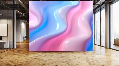 An abstract and colorful glass artwork with fluid shapes and a duotone pastel palette. Creative piece suitable for modern and edgy art projects. Wall mural