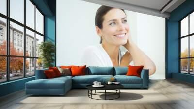 Beautiful Woman At Window Wall mural