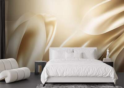 Soft abstract ivory gold background with silky fabric. Created with Generative AI. Wall mural