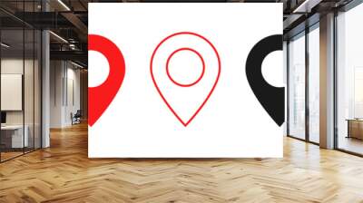 3d location map pointer icon, place pin marker sign - isometric red gps map pointers in flat style, destination symbols. location pin line icon, Navigation sign Wall mural