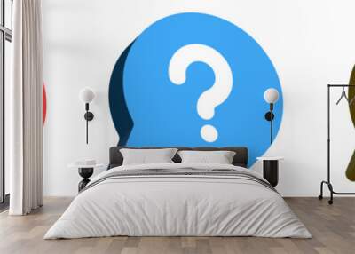 3d question mark icon button in speech bubble. faq sign, customer support and support sign or ask and help signs with red question icon symbol - ask bubbles 3d icons - frequently asked questions signs Wall mural