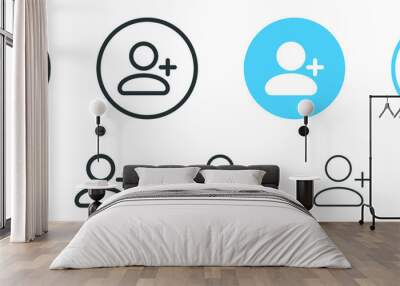 Add new user icon vector male person profile avatar with plus symbol, Add user profile icon Wall mural