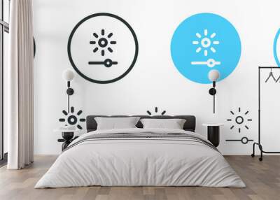 brightness level icon, bright slider icon - light control icons - contrast settings icon button. lin Wall mural