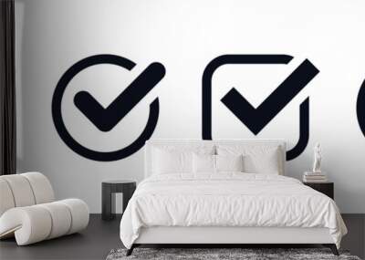 check mark icon button set. check box icon with right or correct buttons and yes checkmark tick box icons - checkbox symbol sign. check mark box square frame. vector illustration Wall mural