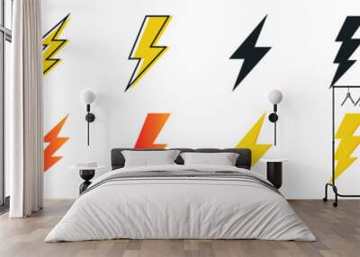 Creative vector illustration of thunder and bolt lighting flash icon, electric power symbol,  Wall mural