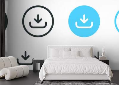 download icon, download button - save file icon, import data storage icon button Wall mural