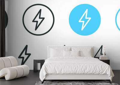 flash thunder power icon, flash lightning bolt icon with thunder bolt - Electric power icon symbol - Power energy icon sign in filled, thin, line, outline and stroke style for apps and website Wall mural