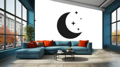 Half moon stars icon. crescent moon, Shine and sparkle stars vector icon sign - night or dark mode icons for app user interface and web elements Wall mural