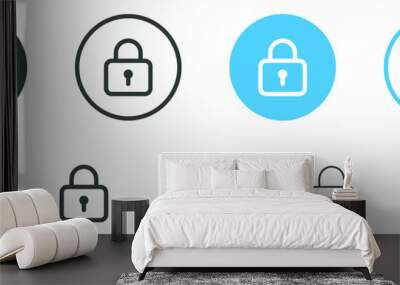 lock icon security symbol vector locked sign with key hole icon , access account login password icons set. web interface app icon Wall mural